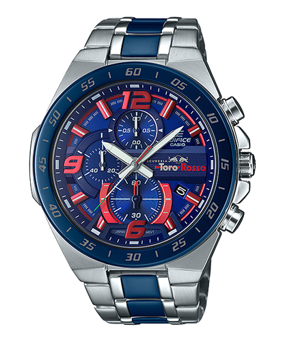 casio edifice men's toro rosso ip steel bracelet watch